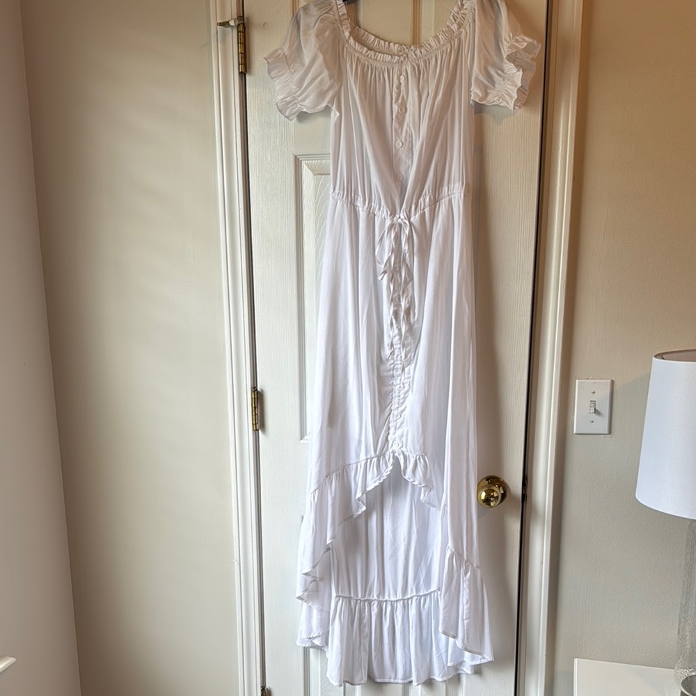 Boho White Off-Shoulder Maxi Dress